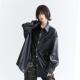 万有引力博物馆 宽松中性风黑色上衣K 2025新款 PU皮衬衫 外套女春季