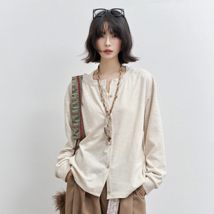 V领长袖 万有引力博物馆 双面穿开衫 ü线下店同款 T恤女 wink