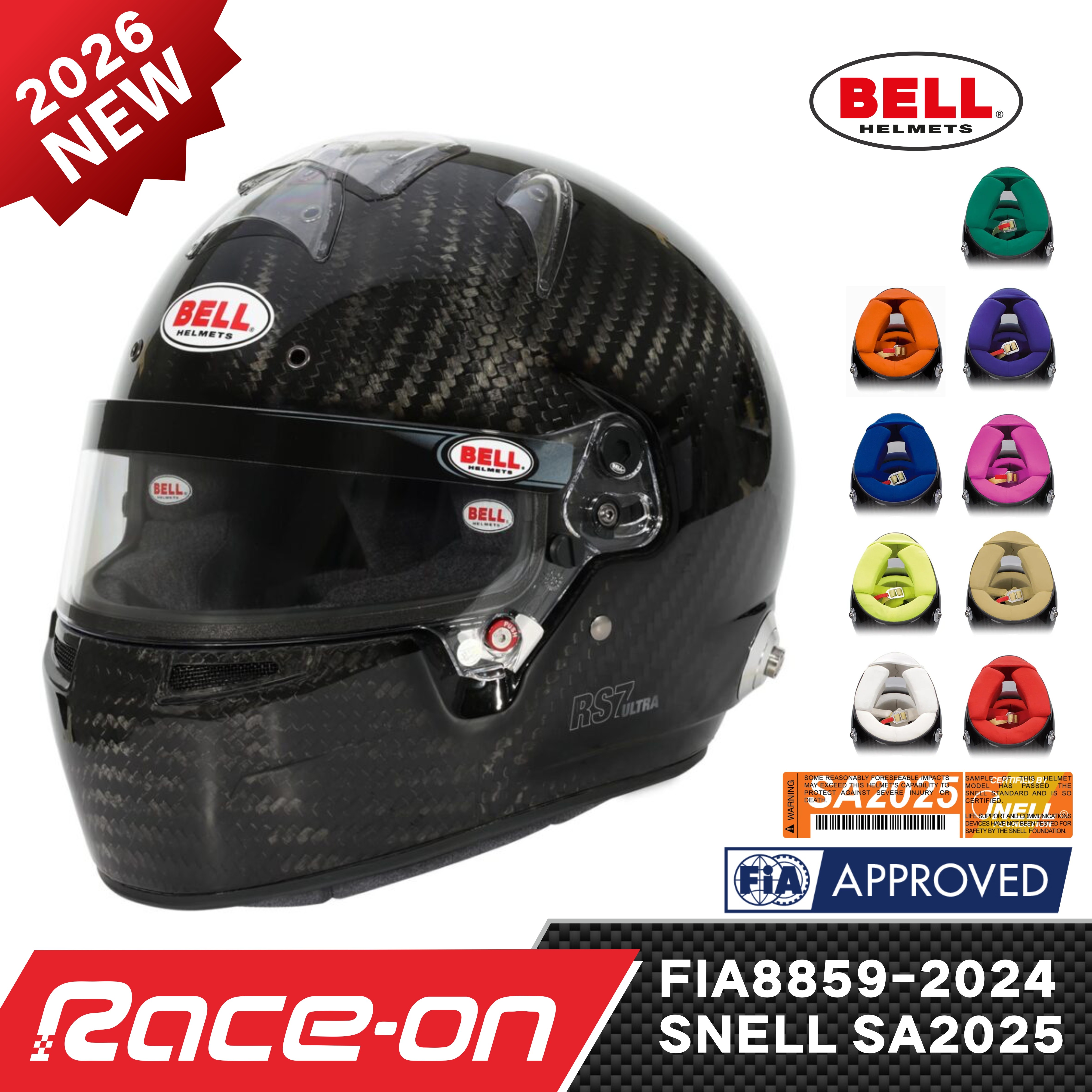 2026 BELL RS7 ULTRA CARBON碳纤赛车头盔FIA88592024/SA2025认证