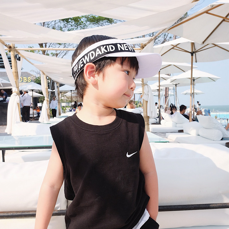 儿童帽子男潮夏季男童空顶帽薄款遮阳帽女童宝宝防晒帽海边沙滩帽