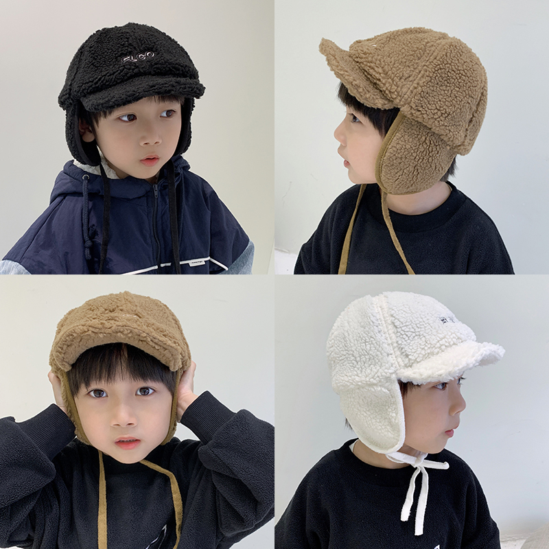 羊羔绒男女宝宝保暖韩版儿童帽子