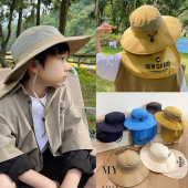 儿童帽子春夏薄款 网眼渔夫帽男童中大童户外露营大帽檐防晒遮阳帽