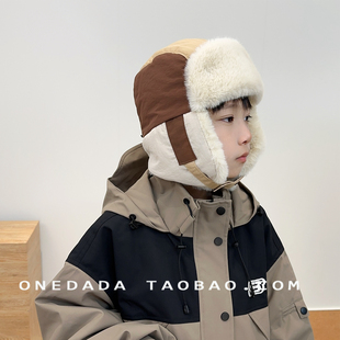 儿童帽子冬天防泼水中大童男童户外加厚加绒雷锋帽北方骑行护耳帽