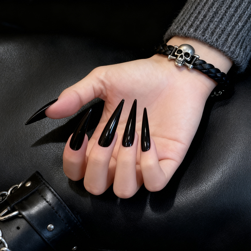 2026高级COS穿戴甲轻奢短中简约黑色超长5.5款网红同款显白可拆卸