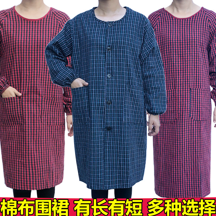 纯棉罩衣大人时尚家用厨房加厚棉麻透气围裙长袖全棉反穿工作服,家庭/个人清洁工具,围裙,淘宝优惠券,粉丝福利购,淘宝优惠卷