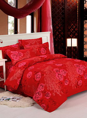 结婚被套单件大红色 200x230冬季喜庆婚庆磨毛双人被罩220x240cm