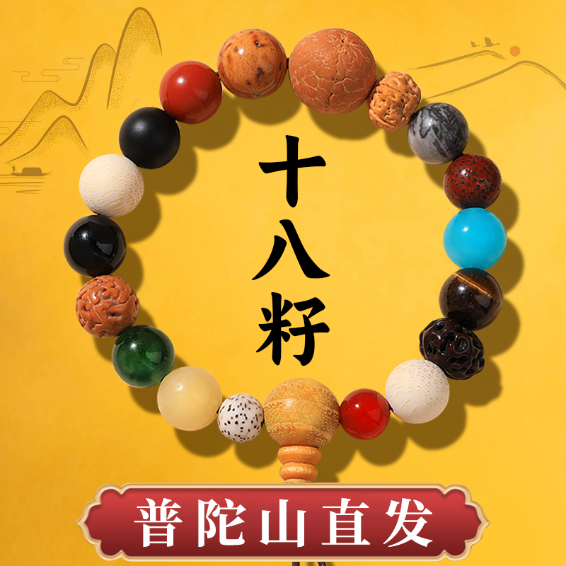 普陀山十八籽菩提手串保真菩提根十八子佛珠情侣手链18籽手链男女