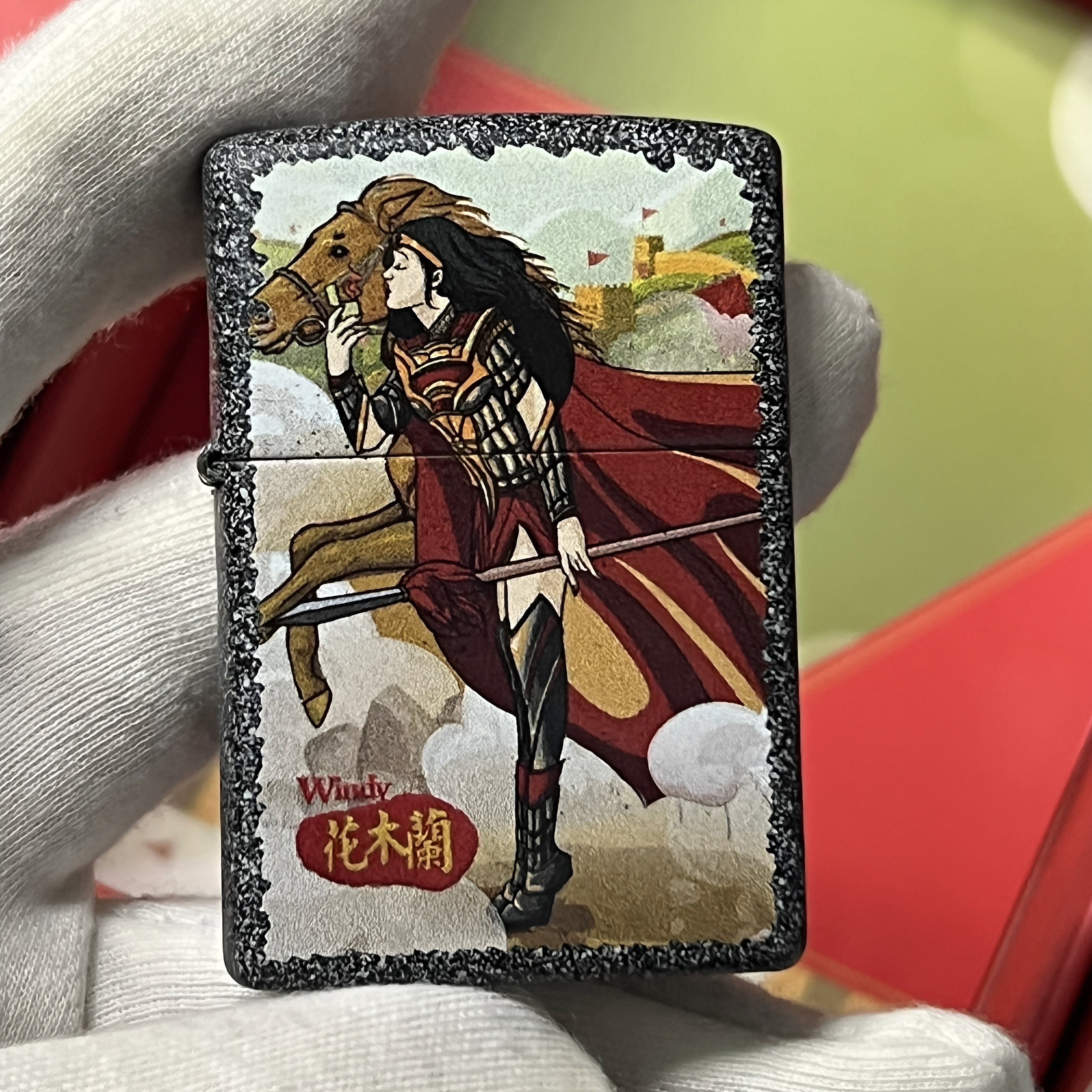 zippo煤油防风打火机正品风中女郎黑裂漆花木兰限量版男士礼物