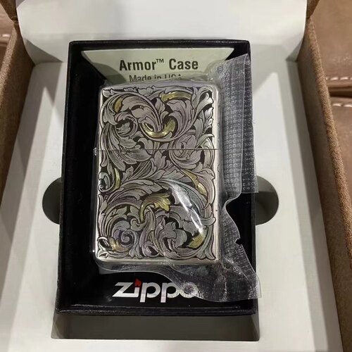 zippo盔甲铜送礼防风打火机唐草