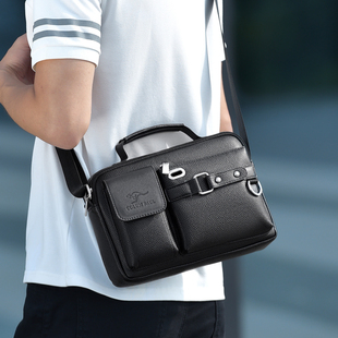 男包皮包单肩包商务斜挎包横款男士包包手提包休闲公文包工具包