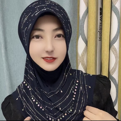 云南高端时尚新品帽檐水晶头套纱巾套头洋气新款休闲方便头巾盖头