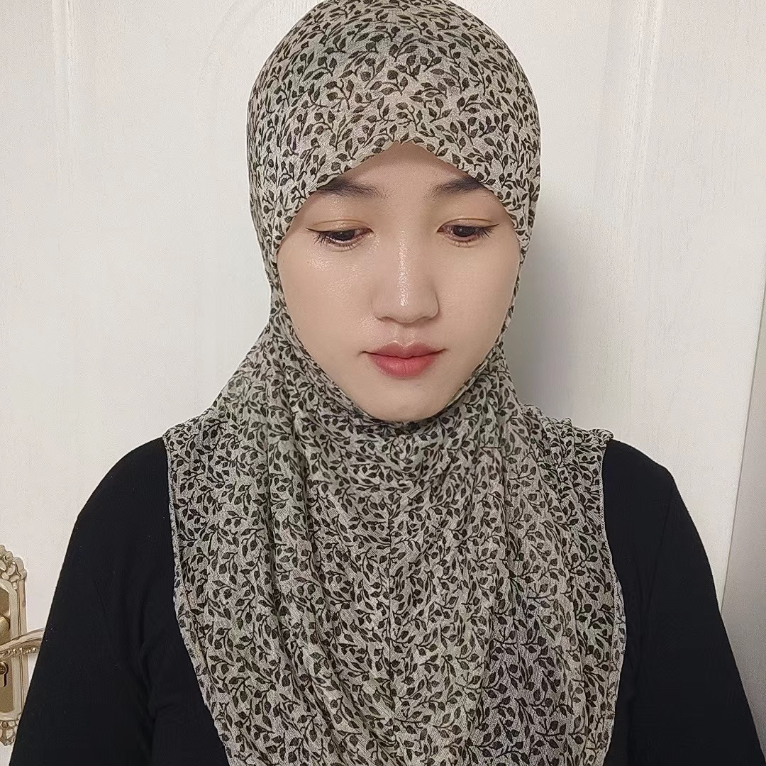 新款双层网纱套头盖头夏季薄款女士头巾妈妈款轻薄透气套头纱巾