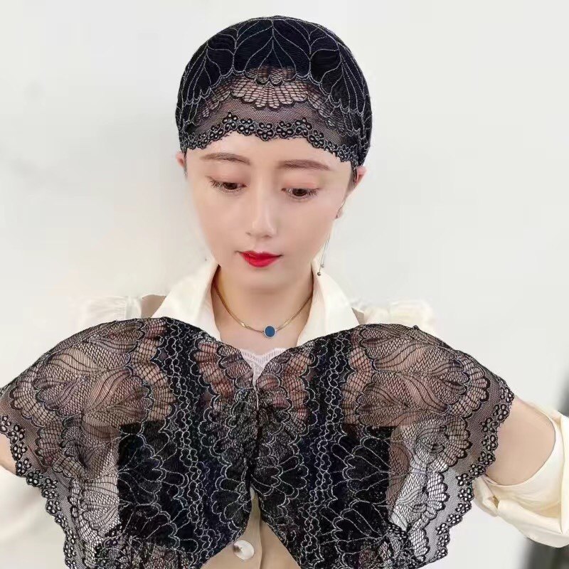 蕾丝轻薄透气打底帽夏季透气面料柔软舒适轻薄包头发打底帽回