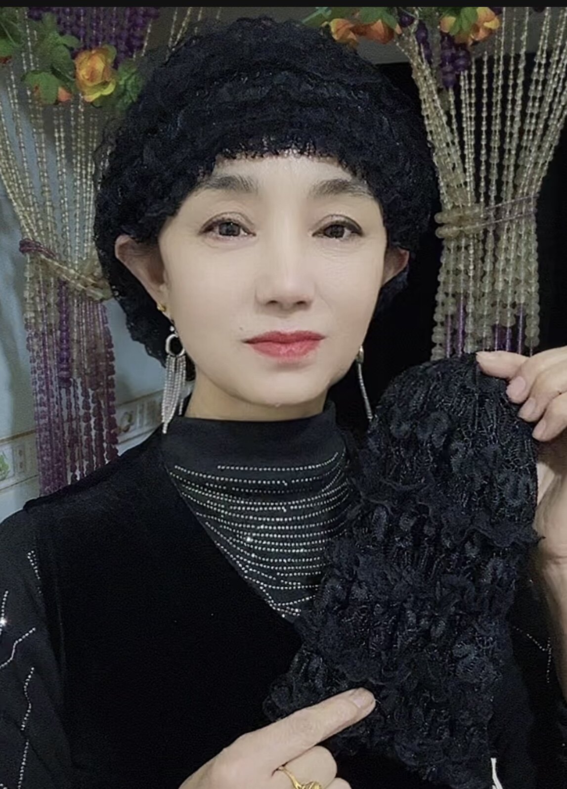 春季帽子女款冬季遮盖白发中老年人帽蕾丝网纱假发帽时尚包头帽