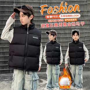 新款儿童羽绒棉黑金马甲中大童外穿背心秋冬坎肩男童女童加厚外套