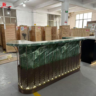 售楼部接待台吧台公司前台水吧台烤漆异型简约吧台桌