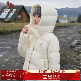 [张予曦同款]骆驼熊猫系列短款羽绒服女冬2025年新款黑色羽绒外套