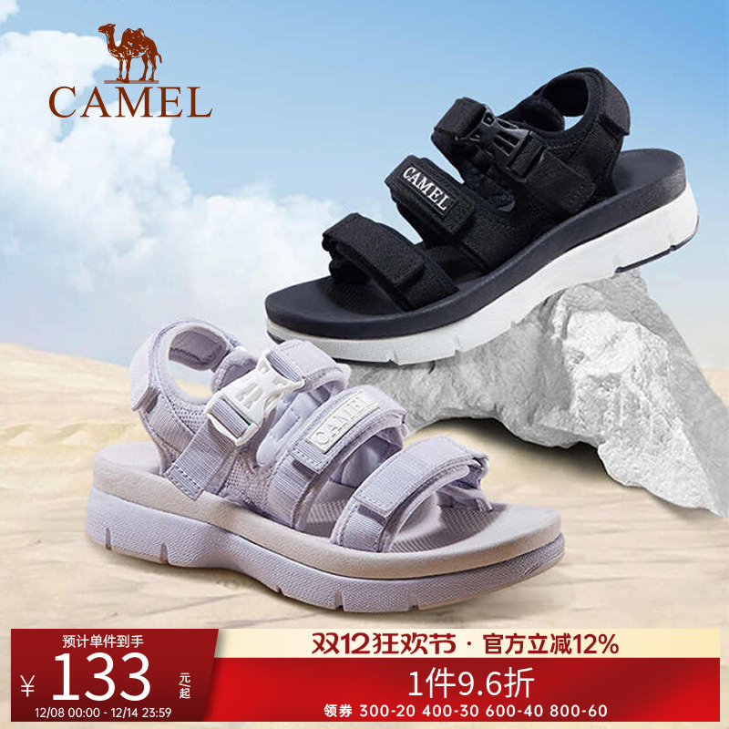 骆驼女鞋凉鞋2025年夏季新款魔术贴休闲沙滩凉鞋女厚底运动凉鞋女