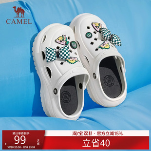 新款 2025夏季 厚底沙滩鞋 户外凉鞋 骆驼洞洞鞋 女包头拖鞋 圆头女鞋