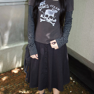 复古T恤条纹打底衫 Steam 古早休闲假两件修身 旧调条纹 Fish