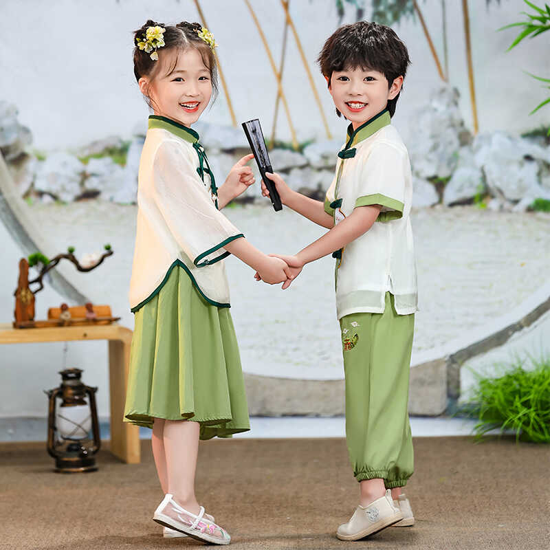 六一儿童演出服儿童汉服男童中国风唐装国学服幼儿园表演服合唱服