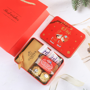 结婚喜糖成品歌帝梵巧克力2粒装马口铁含糖组合婚庆满月婚糖礼盒