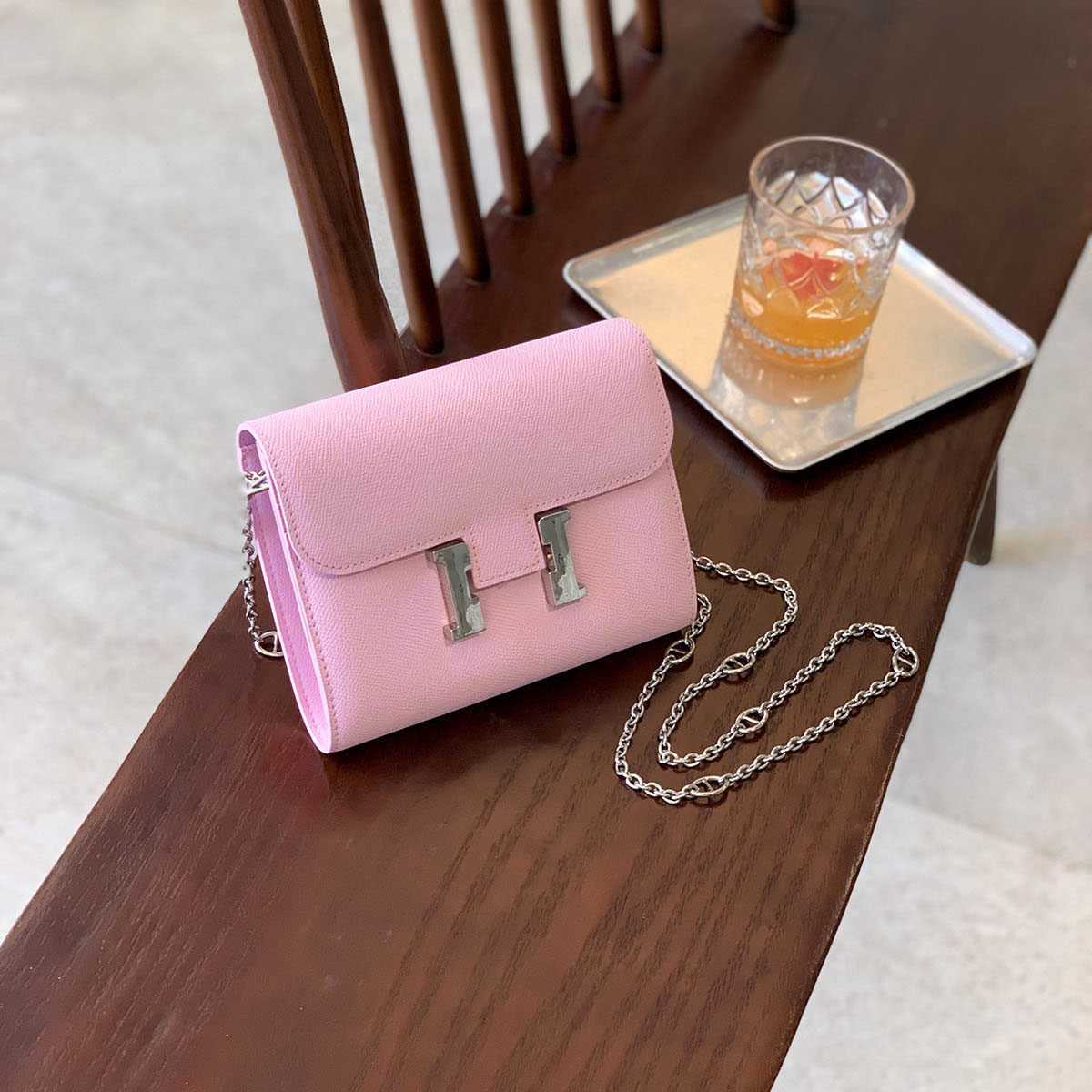 h扣康康包真皮手机小挎包粉色包包迷你小包手机包斜挎女2024新款