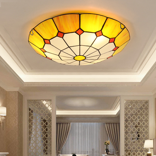 地中海风格 田园彩色玻璃吸顶灯 吊灯托斯卡纳壁灯卧室灯走廊灯美式