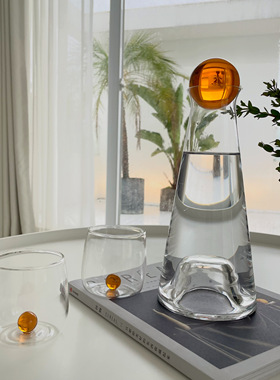 家用玻璃冷水壶ins耐高温大容量水瓶水杯套装牛奶果汁壶1升凉水壶