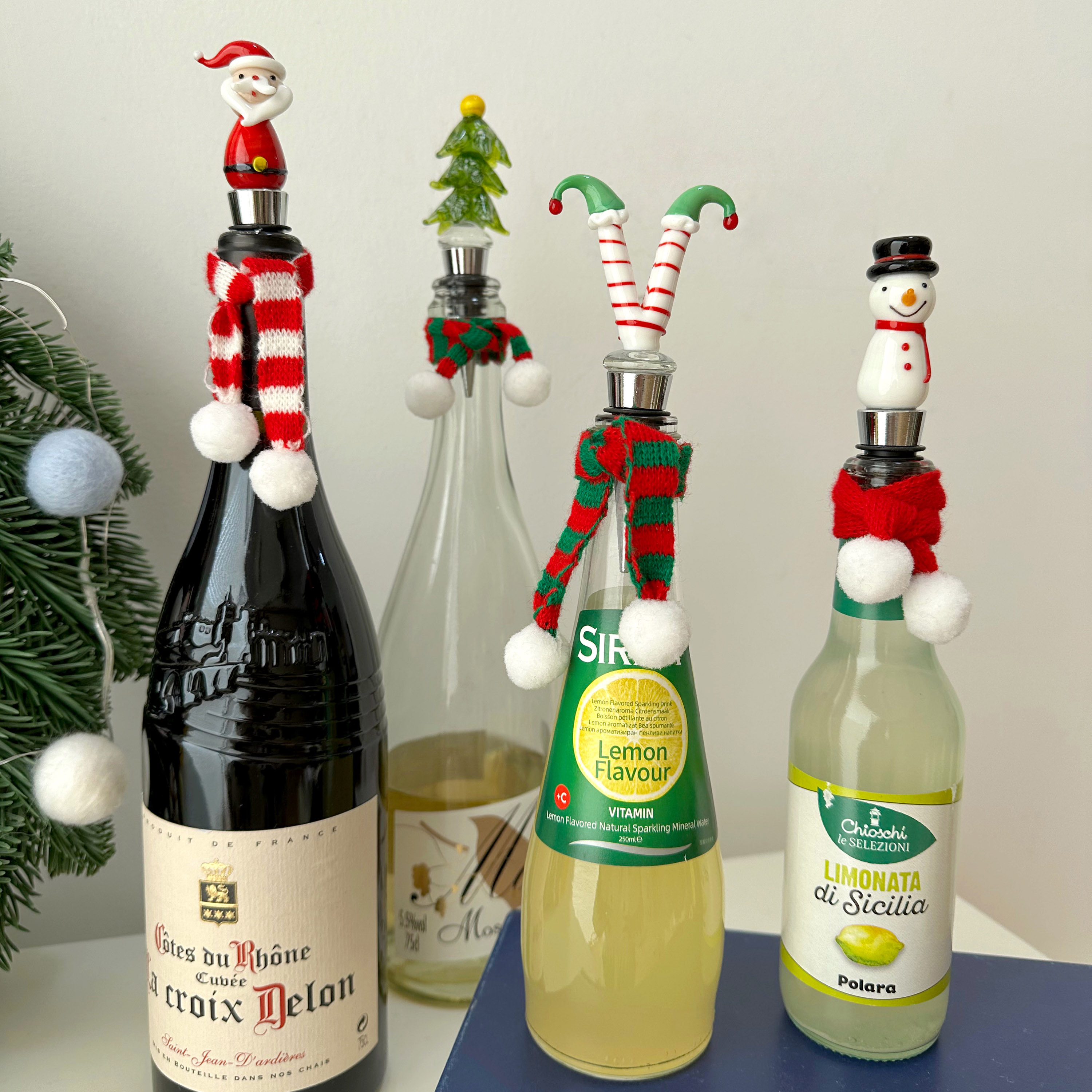 圣诞风纯手工玻璃装饰酒瓶塞礼物