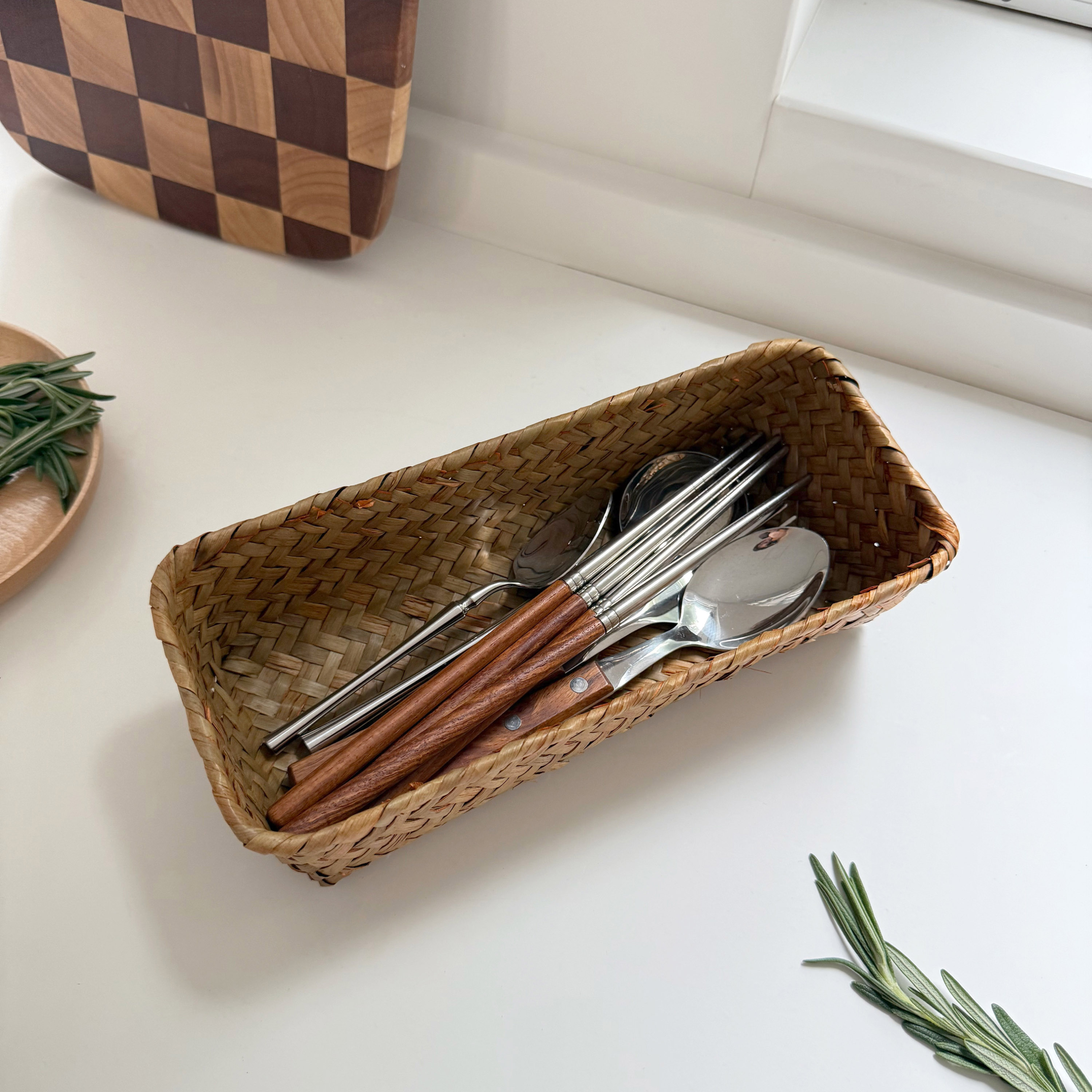 海草编织长方形多功能收纳筐