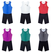 零阻力跑步运动训练跑步比赛紧身背心短裤 连体男高弹力接力队服