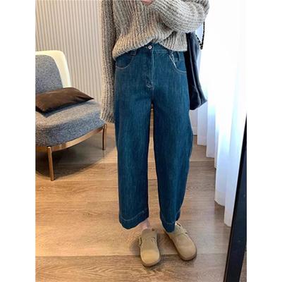 梨形身材直筒牛仔裤女春夏大码
