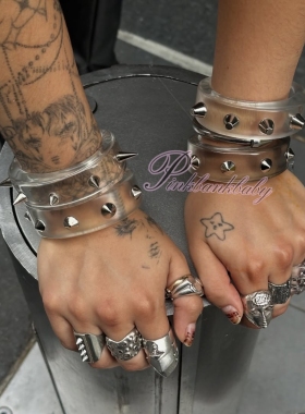 pinkbankbaby小众ins朋克树脂透明铆钉手镯小众高级感手环手镯女