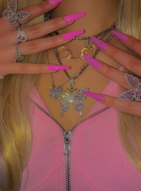 欧美嘻哈风古巴蝴蝶项链