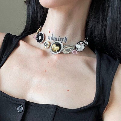 pinkbankbaby Sunset Coral Crystal Necklace