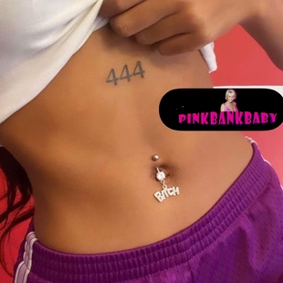Belly Bitch Ring 辣妹满钻字母肚脐钉 欧美ins跨境外贸个性
