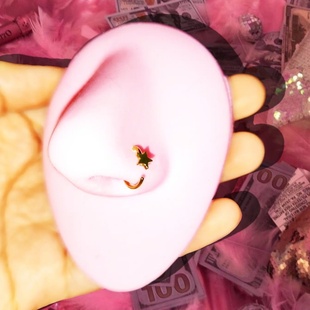Pinkbankbaby欧美ins辣妹星星蝴蝶不锈钢C型鼻环侧鼻翼穿刺饰品