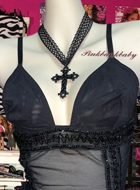 十字架项链蕾丝绑带亚文化女