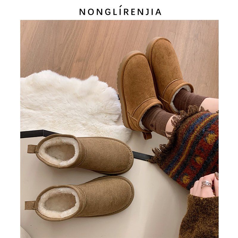 弄里人佳大码女鞋41-43码雪地靴25冬新款加厚加绒保暖大棉鞋40 42