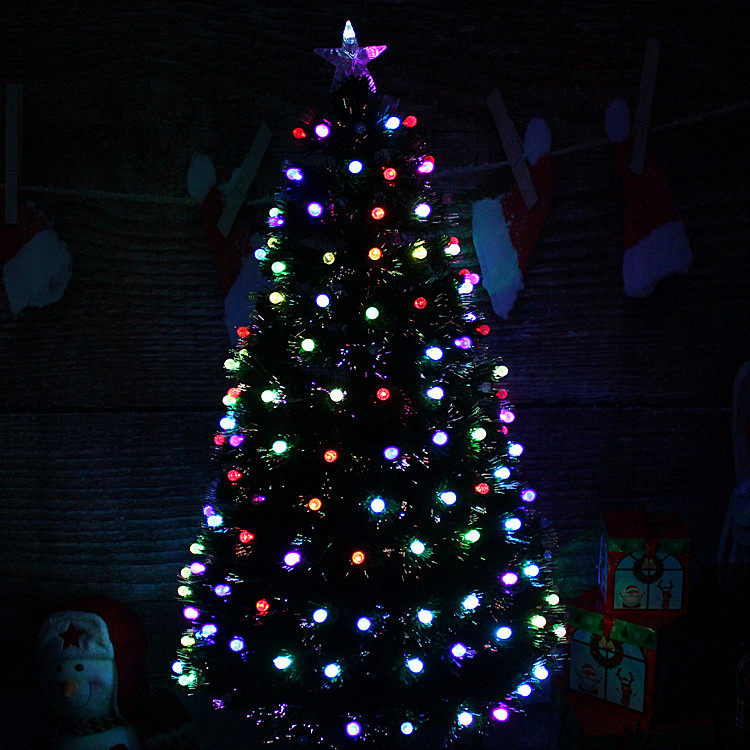 圣诞节装饰品1.5m\1.8m七彩发光LED闪光水晶圆球光纤圣诞树仿真树