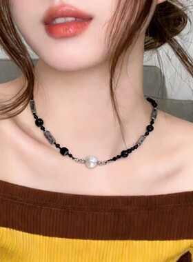 天然石项链新款甜酷风高级感百搭锁骨颈链情侣闺蜜颈链