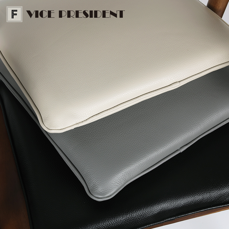 简约现代双面头层牛皮座椅沙发垫红实木家具茶餐椅座垫定制新中式