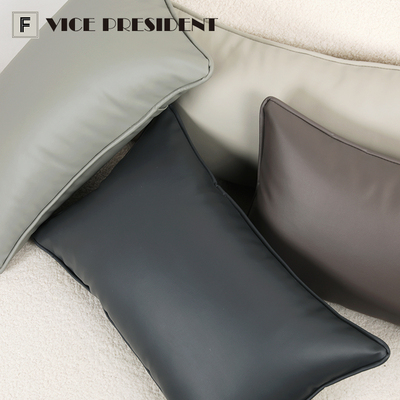 复古中古风pu软牛皮抱枕腰枕靠枕车载客厅沙发靠背垫枕头大号定制