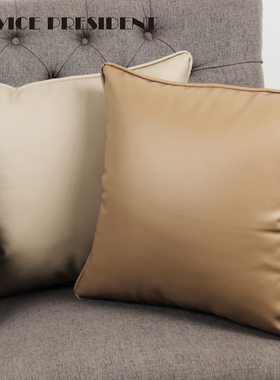 复古奶油风pu软牛皮抱枕腰枕靠枕客厅沙发靠背垫枕头大号橙色定制