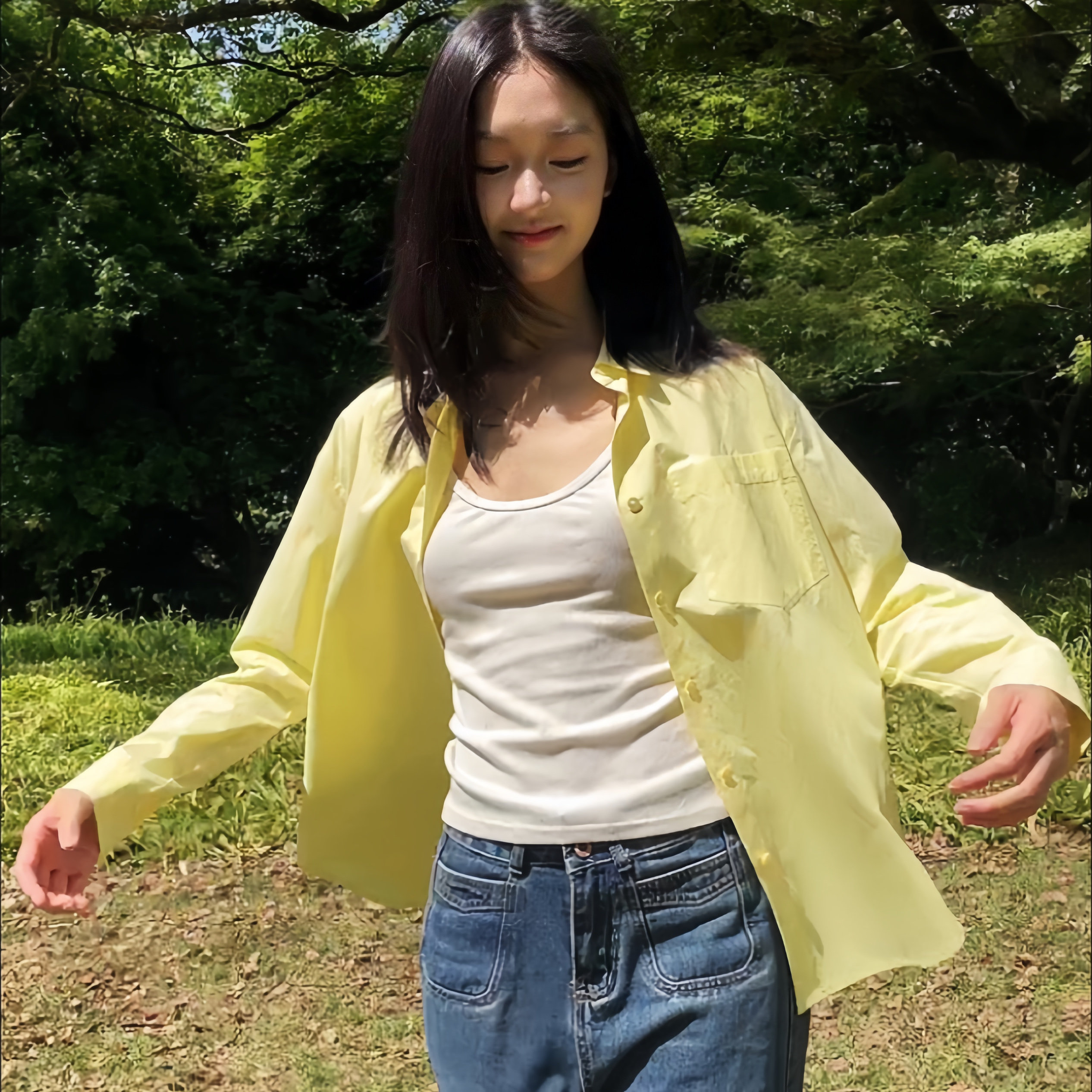 sunli pah 多巴胺鹅黄衬衫