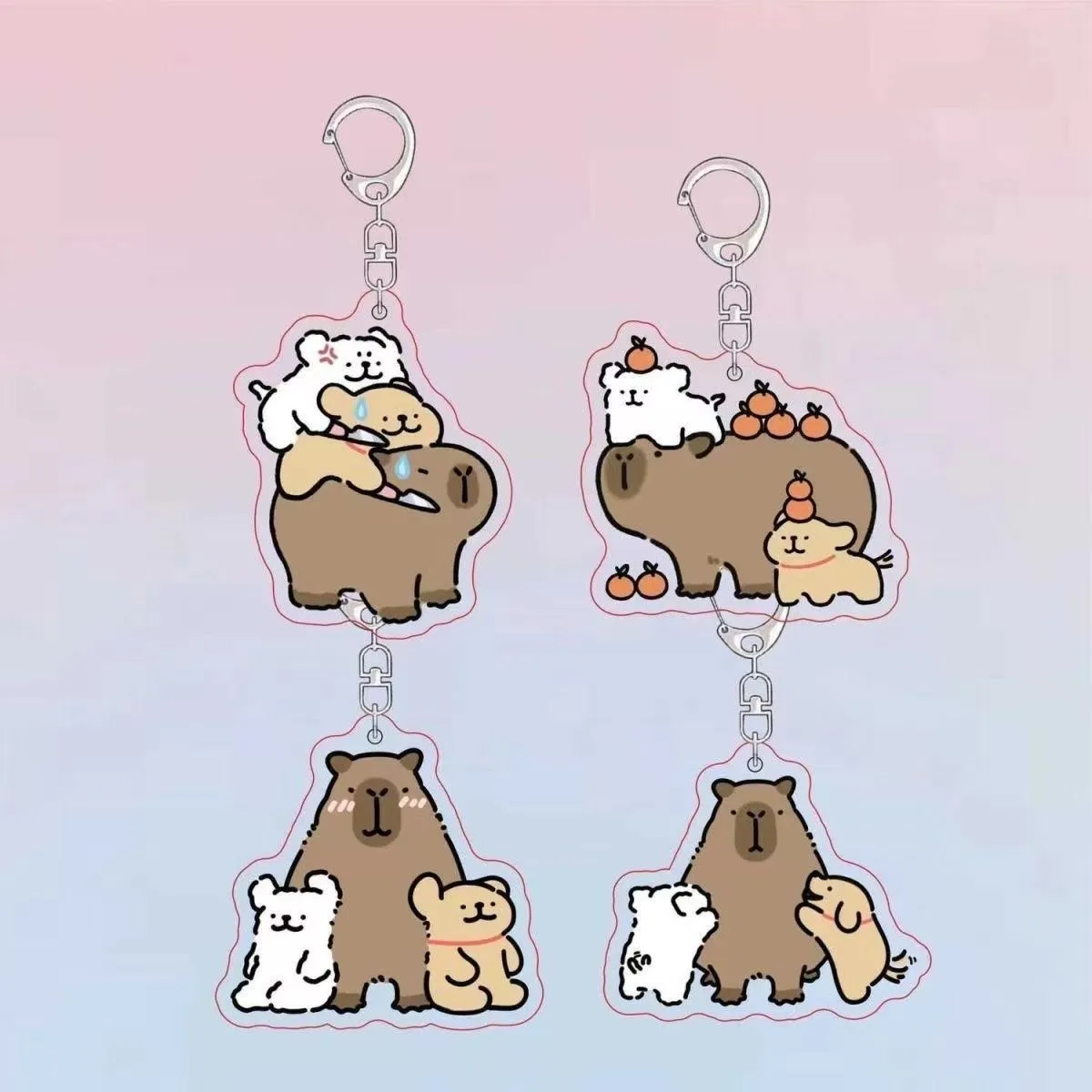 马尔济斯线条小狗钥匙扣卡皮巴拉情侣卡通可爱亚克力闺蜜书包挂件