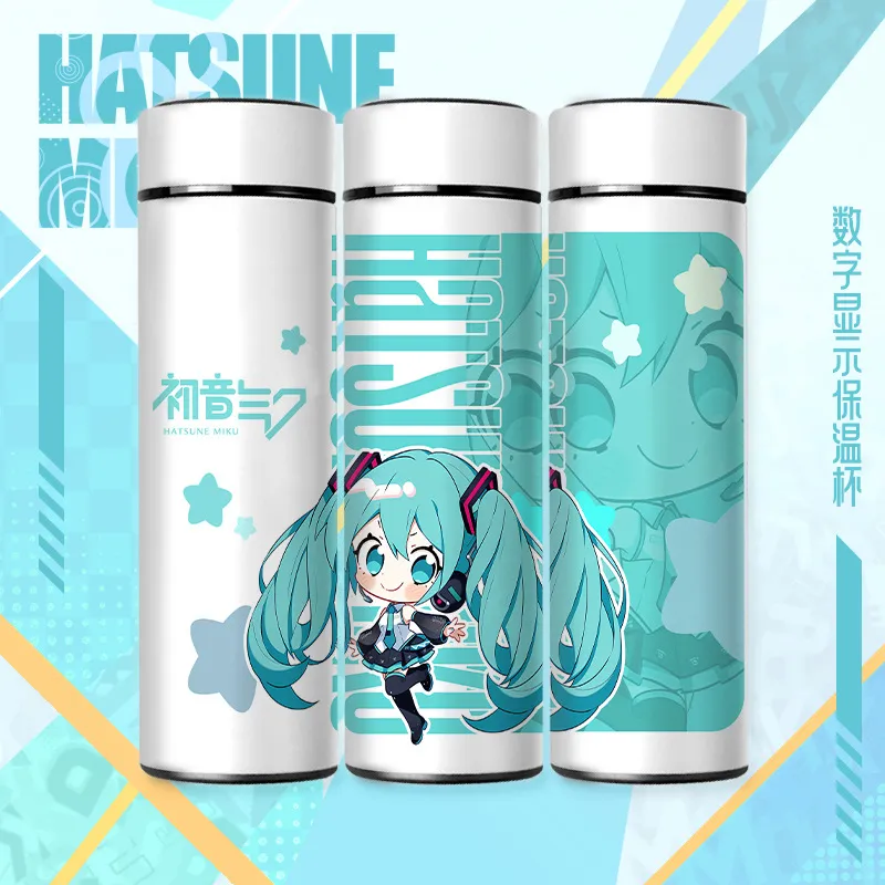 初音02初音未来动漫新款周边温度计保温杯水杯显示温度杯子