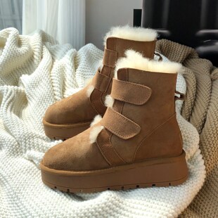 东北增高厚底羊皮毛一体雪地靴女款2025新款冬季防滑羊毛保暖棉鞋
