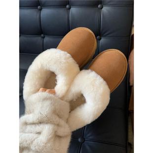 2025冬季新款塔茨勒厚底雪地靴女款皮毛一体东北加厚懒人毛毛棉鞋